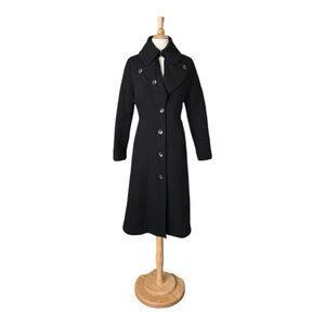SPIEWAK & SONS Wool Blend Black Coat Long Length Fitted Winter Thinsulate Small